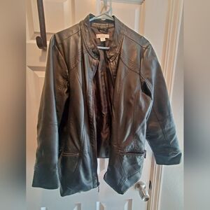 CJ BANKS faux leather  moto jacket.  Sz 1x black